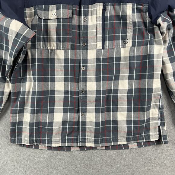 Wrangler ATG Shirt Mens Extra Large Blue Plaid Button Up Outdoor Hiking Pockets - Picture 3 of 9